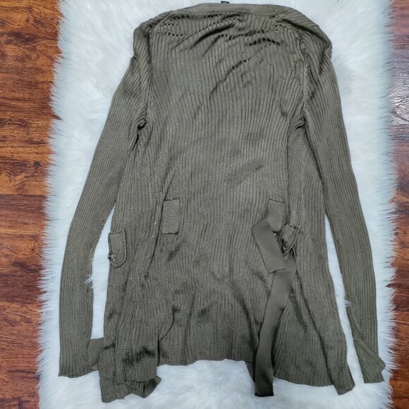 Banana Republic Olive Green Ribbed Long Cardigan Sweater Women's Size XS - Picture 2 of 9